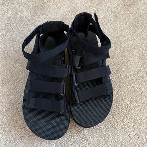 Teva Black Wedge Strap Sandals